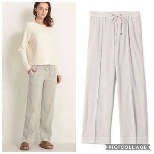 James Perse Relaxed Twill Wide Leg Trouser Pants Light Gray 3 equals L